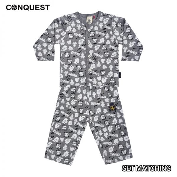 Baby T Shirt CONQUEST BABY FULL PRINT LONG SLEEVE PAJAMAS SET In Melange Front View