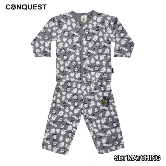 Baby T Shirt CONQUEST BABY FULL PRINT LONG SLEEVE PAJAMAS SET In Melange Front View