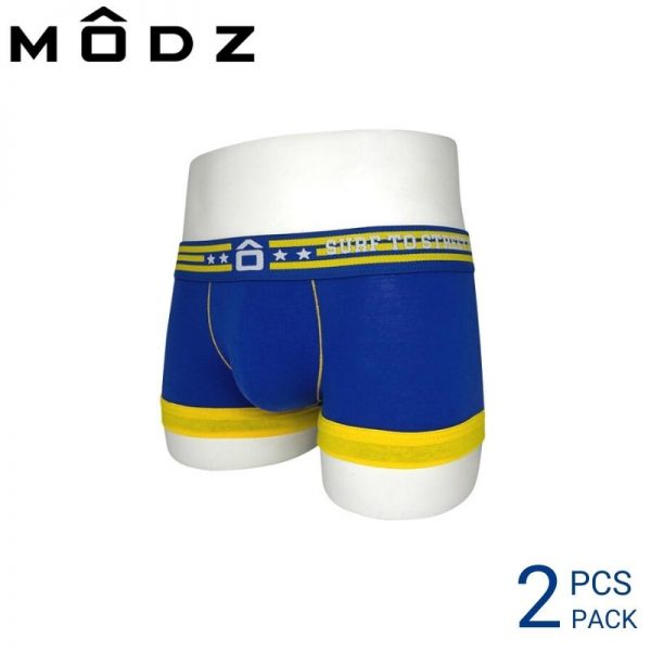 Mens Trunks Underwear Malaysia MODZ MEN COTTON SPANDEX SHORTY (2 pcs pack) Elastic Waistband Blue Colour Side View
