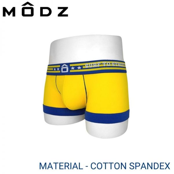Mens Trunks Underwear Malaysia MODZ MEN COTTON SPANDEX SHORTY (2 pcs pack) Elastic Waistband Yellow And Blue Colour Side View