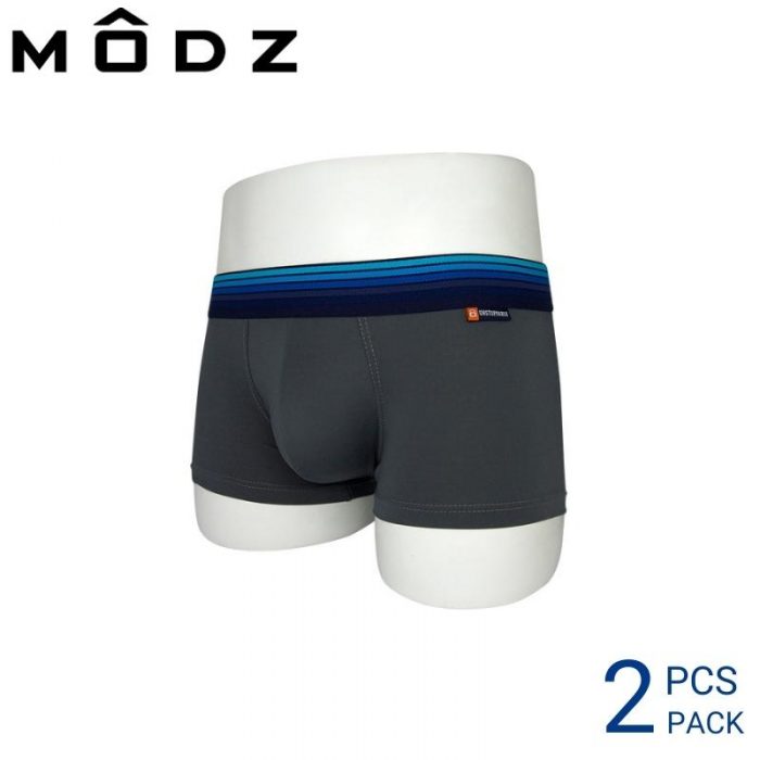 Mens Trunks Underwear Malaysia MODZ MEN DRI-FIT SHORTY (2 pcs pack) Elastic Waistband Grey Colour Side View
