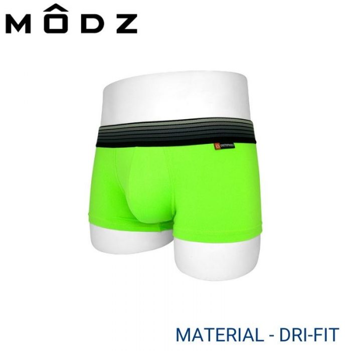 Mens Trunks Underwear Malaysia MODZ MEN DRI-FIT SHORTY (2 pcs pack) Elastic Waistband Bright Green Colour Side View
