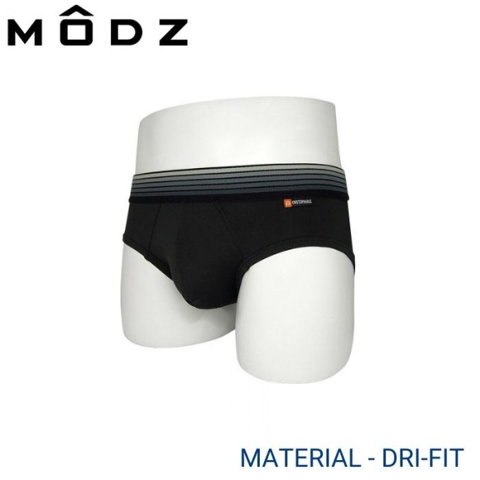 Mens Underwear Malaysia MODZ MEN DRI-FIT MINI BRIEF (3 pcs pack) Elastic Waistband Black Colour Side View