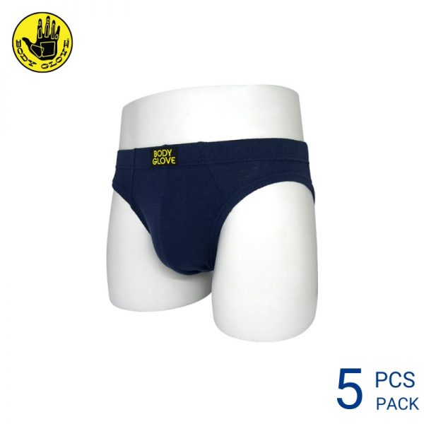 Mens Underwear Malaysia BODY GLOVE MEN COTTON MINI BRIEF EXTRA SIZE (5 pcs pack) Covered Waistband Dark Blue Colour Side View