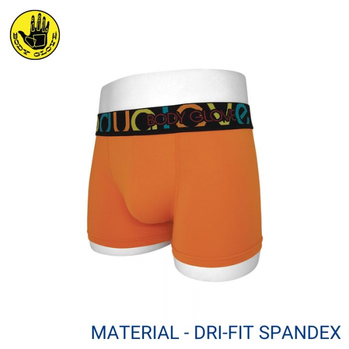 Mens Trunks Underwear Malaysia BODY GLOVE MEN DRI-FIT SPANDEX TRUNK (2 pcs pack) Elastic Waistband Orange Colour Side View