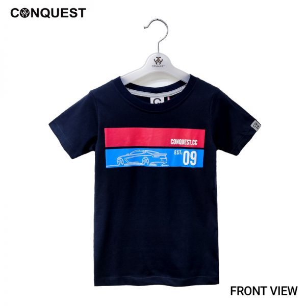 Online Kids Outfits And Clothes Malaysia CONQUEST KIDS OUTLINE CAR TEE Black Colour Front View