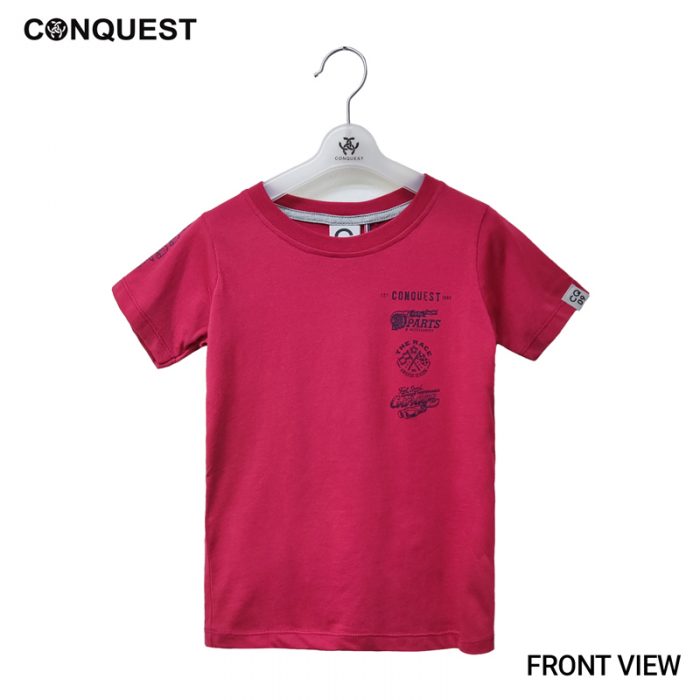 Online Kids Outfits And Clothes Malaysia CONQUEST KIDS SUPERIOR PERFORMANCE TEE Red Colour Front View