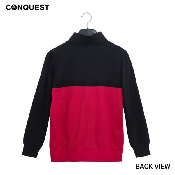 CONQUEST MEN LONG SLEEVE TWO TONE BOMBER JACKET IN RED AND BLACK