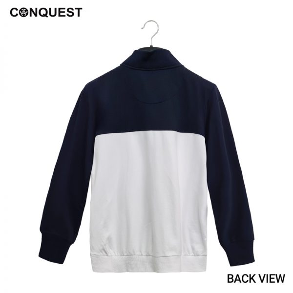 Men Long Sleeve T Shirt Malaysia CONQUEST MEN TWO TONE BOMBER JACKET In Navy And White Black View