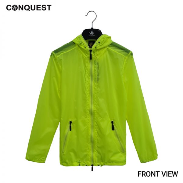 Men Long Sleeve T Shirt Malaysia CONQUEST MEN SPORT JACKET In Neon Green Front View