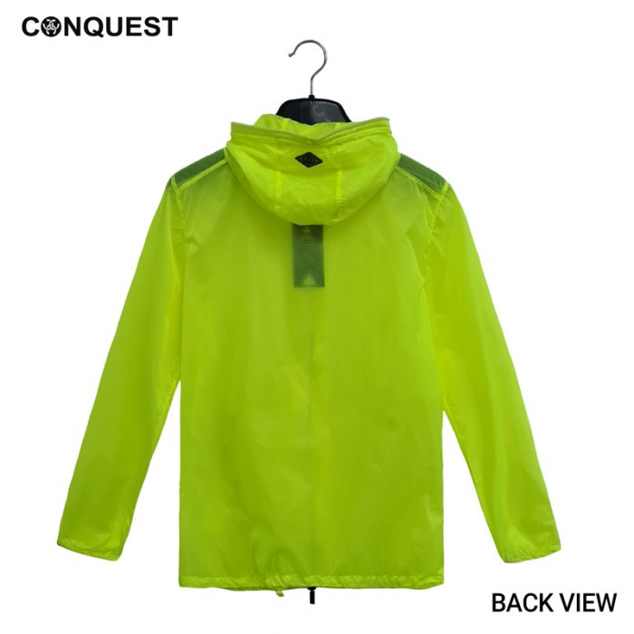 Men Long Sleeve T Shirt Malaysia CONQUEST MEN SPORT JACKET In Neon Green Back View