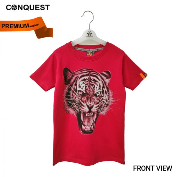Online Kids Outfits And Clothes Malaysia CONQUEST KIDS LIMITED PREMIUM TIGER TEE Red Colour Front View