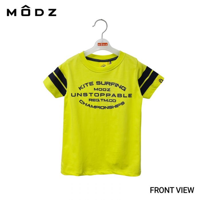 Online Kids Outfits And Clothes Malaysia MODZ KIDS KITE SURFING CHAMPIONSHIPS TEE Lime Colour Front View