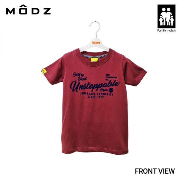 Online Kids Outfits And Clothes Malaysia MODZ KIDS LONGBOARD COMMUNITY TEE Red Colour Front View