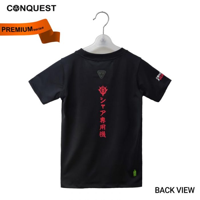 CONQUEST X GUNDAM ONLINE KIDS CLOTHES CHAR'S ZAKU MS-06S TEE IN BLACK BACK VIEW MALAYSIA