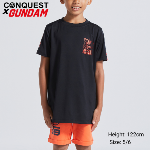 ONLINE CONQUEST X GUNDAM KIDS CLOTHES MS-06S TEE IN BLACK MALAYSIA
