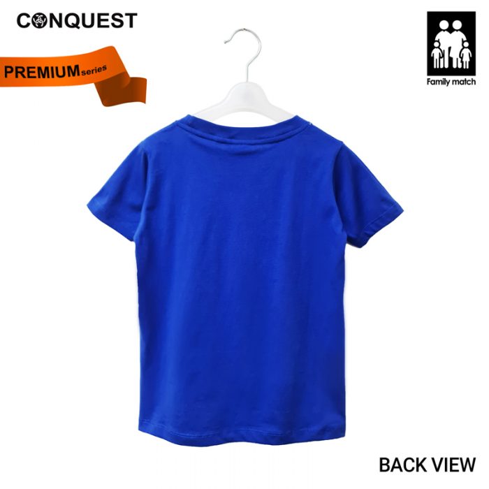 ONLINE CONQUEST KIDS CLOTHES PREMIUM BASIC TEE IN BLUE BACK VIEW MALAYSIA