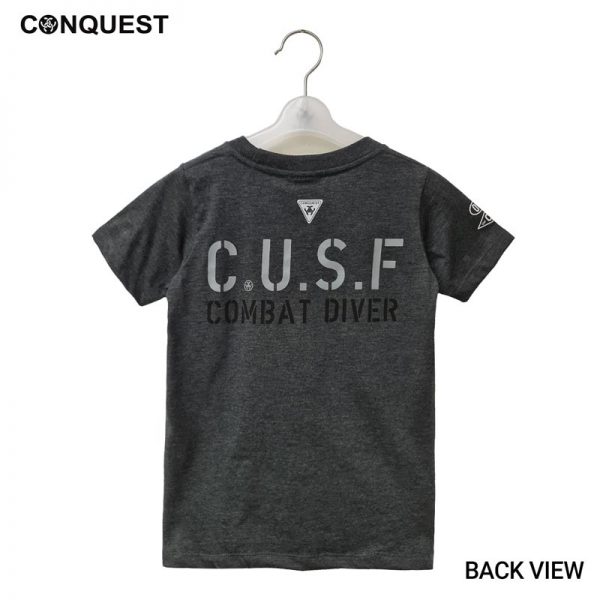 CONQUEST ONLINE KIDS CLOTHES CUSF COMBAT DRIVER TEE IN GRAY BACK SIDE MALAYSIA