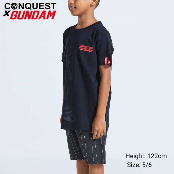 CONQUEST X GUDAM ONLINE KIDS CLOTHES RX-78-2 OUTLINE TEE IN DARK GRAY SIDE VIEW MALAYSIA