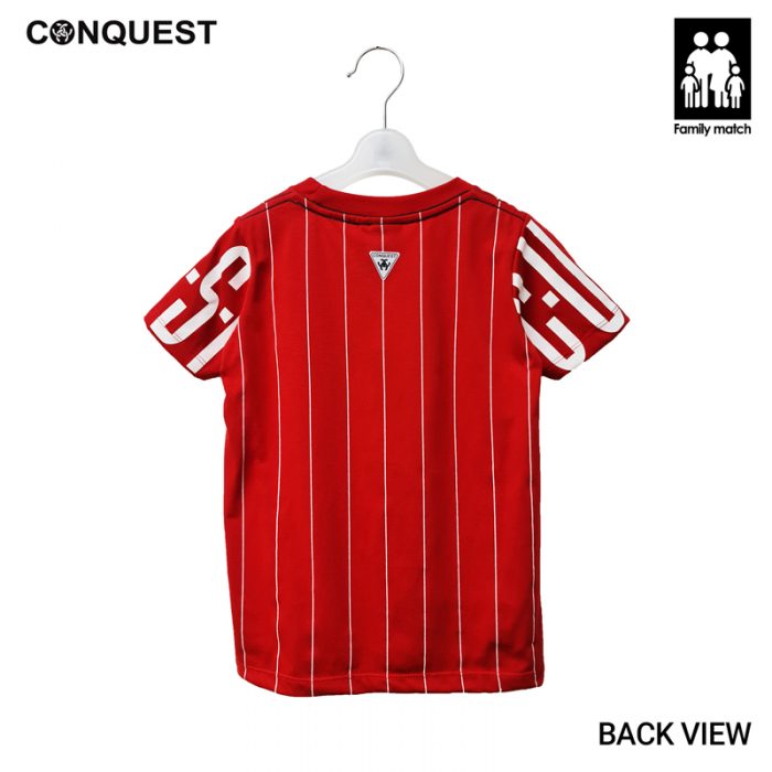 ONLINE CONQUEST KIDS CLOTHES CUSF PRINTED STRIPE TEE IN RED BACK VIEW MALAYSIA