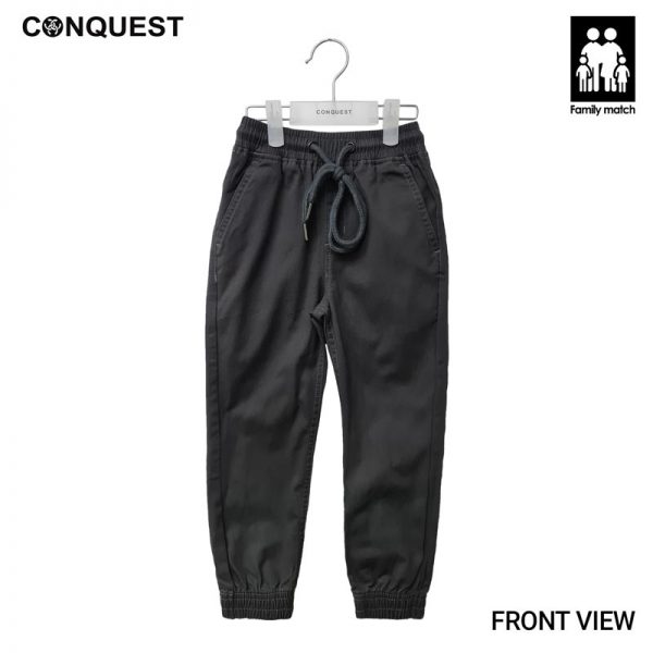 Kids Jogger Pants CONQUEST KIDS STRETCH BEAM FOOT JOGGER PANT Dark Grey Colour Front View