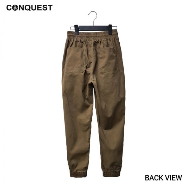 Men Jogger Pants Malaysia CONQUEST MEN U.S.F. BASIC EMBROIDERED JOGGER PANT In Khaki Back View