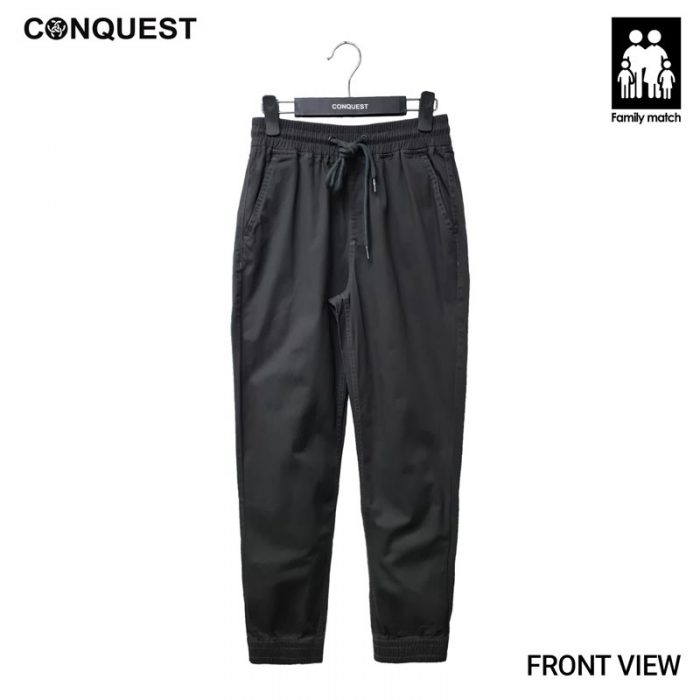 Men Jogger Pants Malaysia CONQUEST MEN STRETCH BEAM FOOT JOGGER PANT In Dark Grey Front View