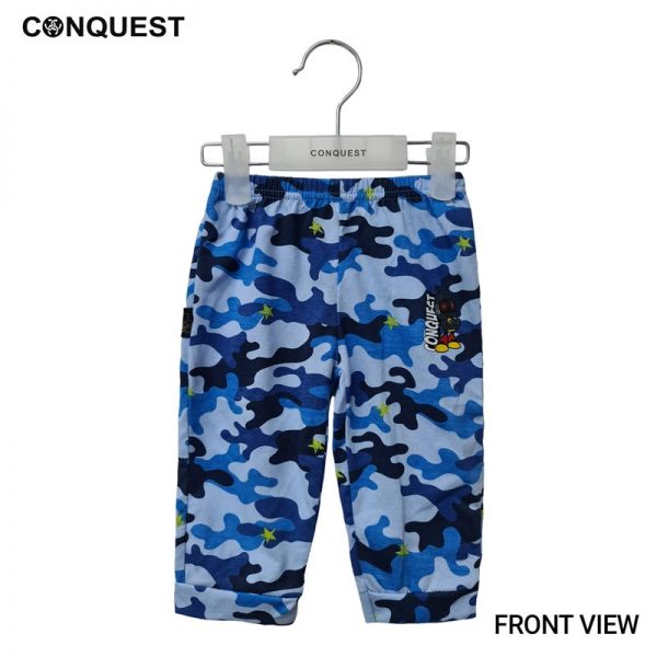 Baby Bottoms CONQUEST BABY MOCO CAMOUFLAGE LONG PANT Army Blue Colour Front View