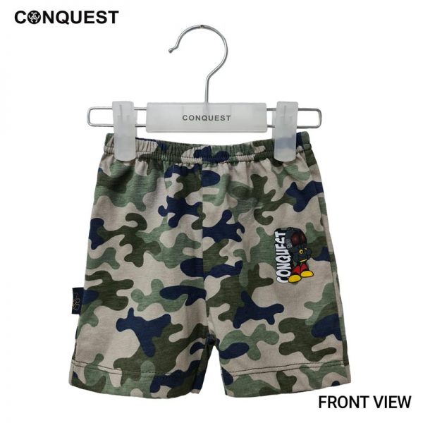 Baby Pants CONQUEST BABY MOCO CAMOUFLAGE SHORT PANT Army Green Colour Front View