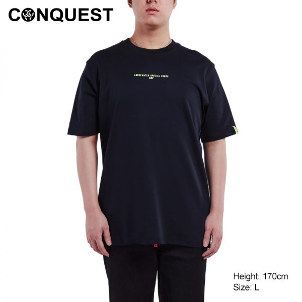 Conquest T Shirt BLACK CONQUEST MEN LIMITED PREMIUM C.U.S.F CUT AND SEW TEE