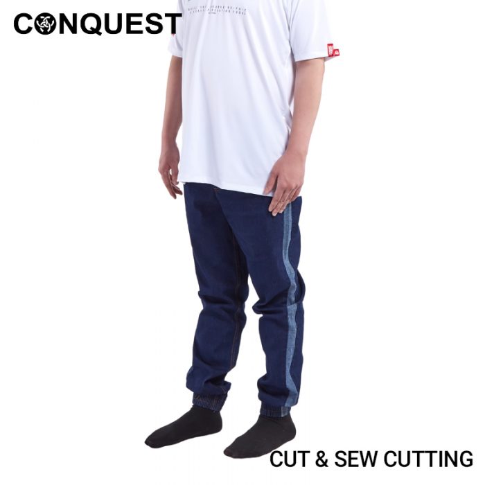 Men Jogger Pants Malaysia CONQUEST MEN PREMIUM JOGGER LONG JEANS In Indigol Side View