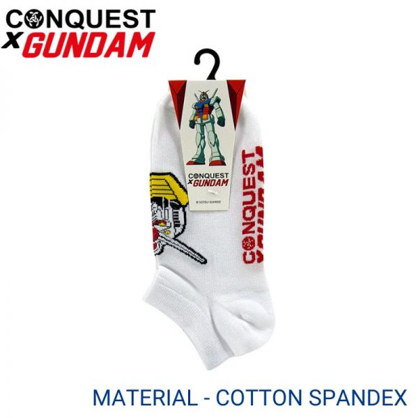 Men Sport Socks CONQUEST X GUNDAM SPORT SOCKS (1 pair pack) WHITE NO SHOW COTTON SPANDEX