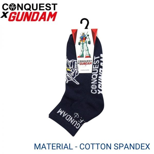 Men Sport Socks CONQUEST X GUNDAM SPORT SOCKS (1 pair pack) NAVY ANKLE LENGTH COTTON SPANDEX