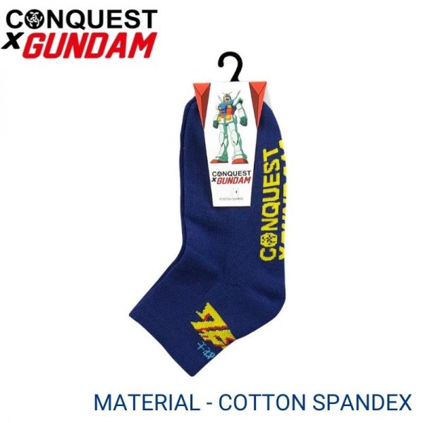 Men Sport Socks CONQUEST X GUNDAM SPORT SOCKS (1 pair pack) ROYAL BLUE ANKLE LENGTH COTTON SPANDEX