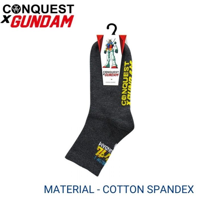 Men Sport Socks CONQUEST X GUNDAM SPORT SOCKS (1 pair pack) YELLOW NON TERRY COTTON SPANDEX