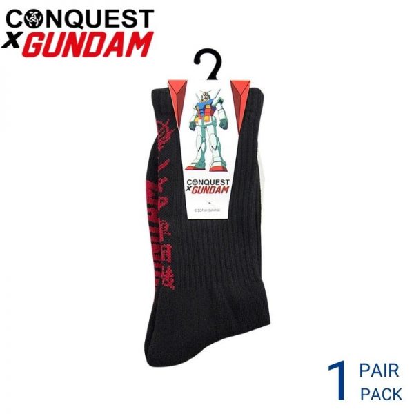 Men Sport Socks CONQUEST X GUNDAM SPORT SOCKS (1 pair pack) RED HALF TERRY COTTON SPANDEX