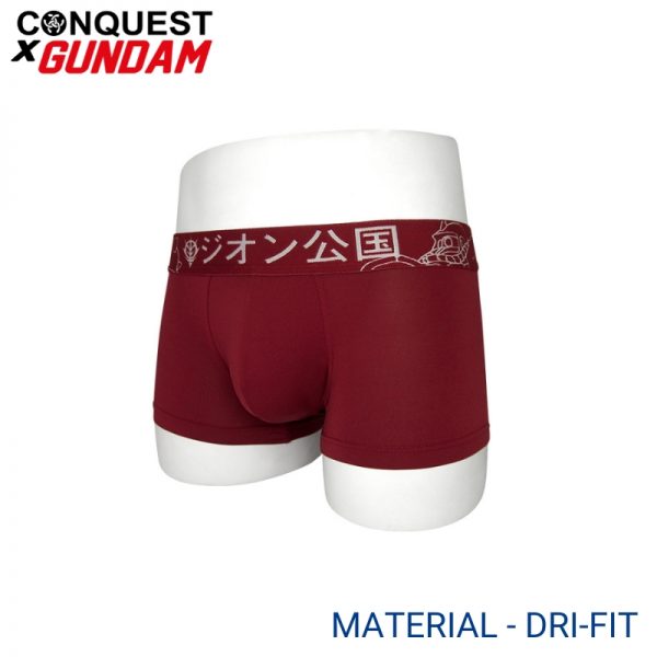 Mens Underwear Malaysia CONQUEST X GUNDAM MEN DRI-FIT SHORTY (2 pcs pack) Elastic Waistband Red Colour Side View
