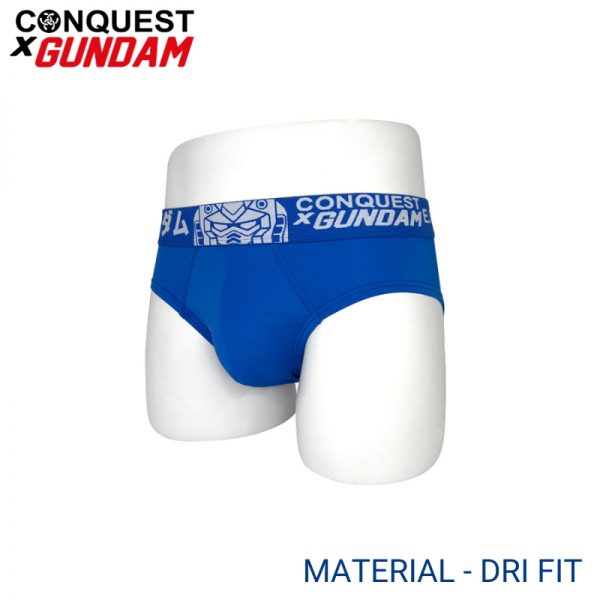 Mens Underwear Malaysia CONQUEST X GUNDAM MEN DRI-FIT MINI BRIEF (3 pcs pack) Elastic Waistband Light Blue Colour Side View