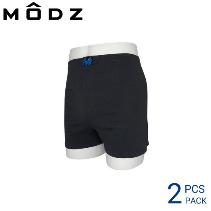 Mens Boxer Underwear Malaysia MODZ MEN COTTON BOXER EXTRA SIZE (2 pcs pack) Covered Waistband Grey Colour Side View