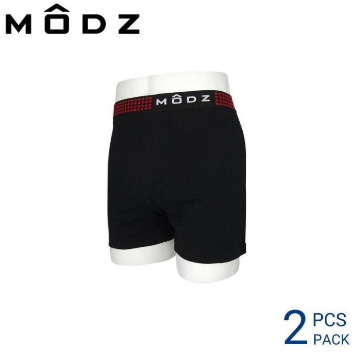 Mens Boxer Underwear Malaysia MODZ MEN COTTON BOXER EXTRA SIZE (2 pcs pack) Elastic Waistband Black Colour Side View