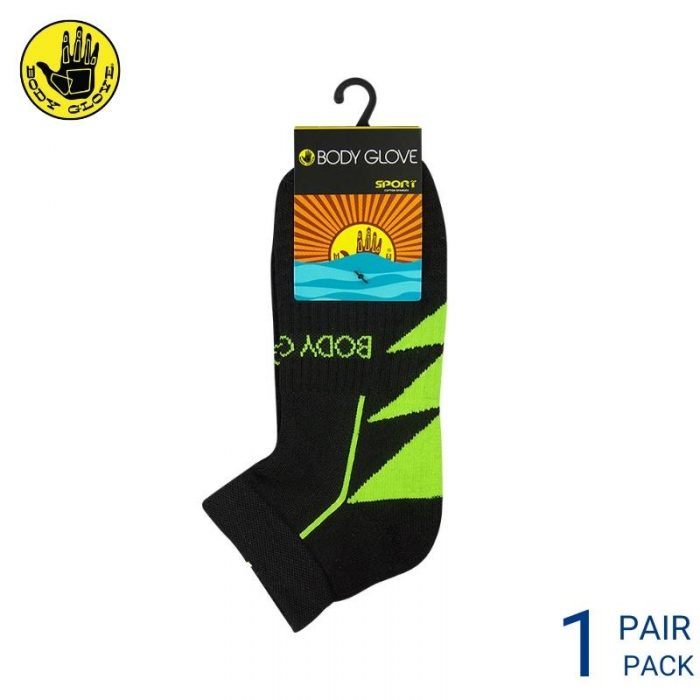 BODY GLOVE MEN AND WOMEN'S SPORT SOCKS (1 pair pack) GREEN ANKLE LENGTH COTTON SPANDEX RIGHT VIEW