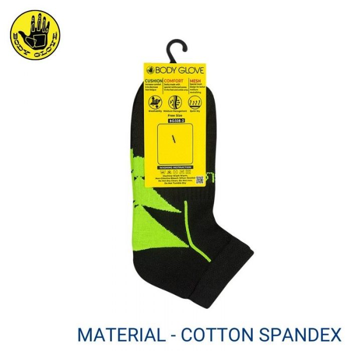 Men Sport Socks BODY GLOVE SPORT SOCKS (1 pair pack) GREEN ANKLE LENGTH COTTON SPANDEX LEFT VIEW