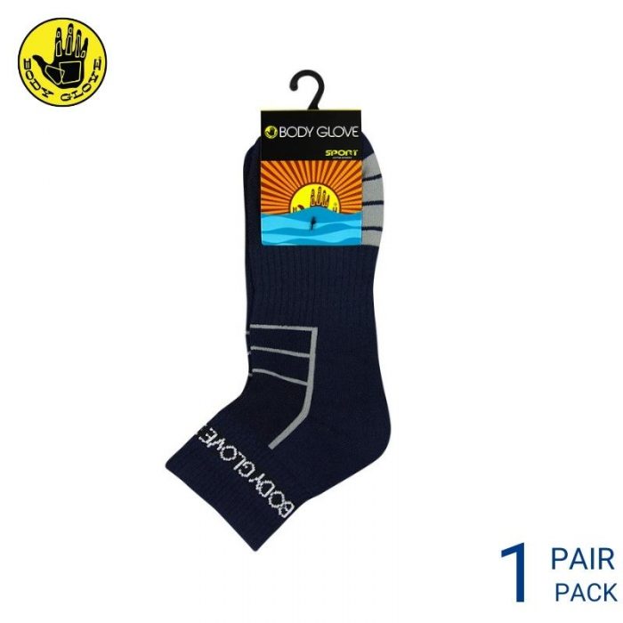 Men Sport Socks BODY GLOVE SPORT SOCKS (1 pair pack) GREY HALF LENGTH COTTON SPANDEX RIGHT VIEW