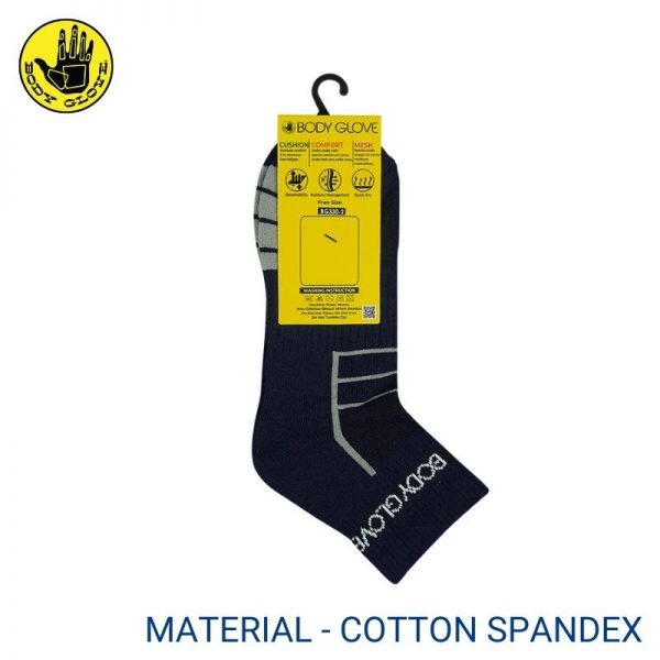 Men Sport Socks BODY GLOVE SPORT SOCKS (1 pair pack) GREY HALF LENGTH COTTON SPANDEX LEFT VIEW