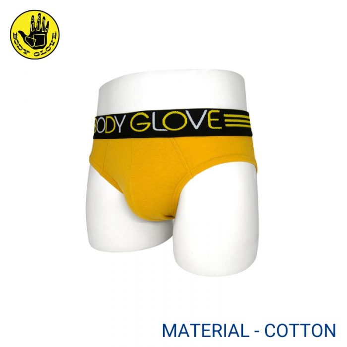 Mens Underwear Malaysia BODY GLOVE MEN COTTON MINI BRIEF (3 pcs pack) Elastic Waistband Yellow Colour Side View