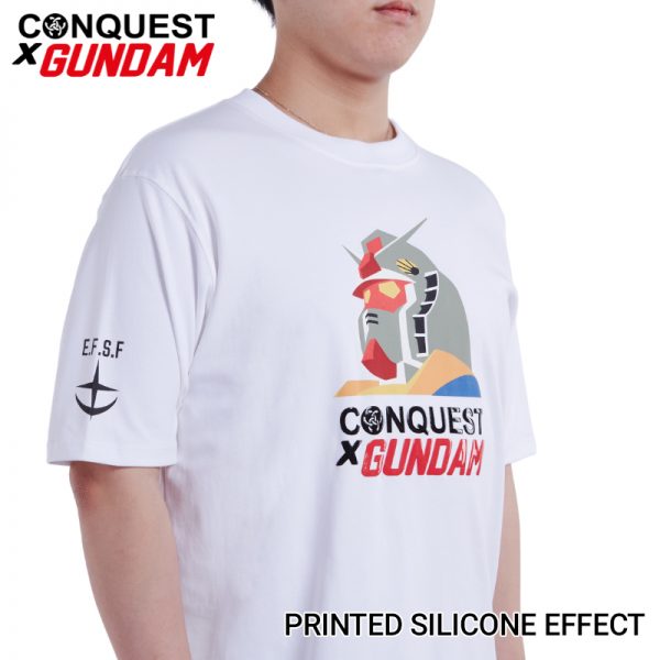 Conquest T Shirt WHITE CONQUEST X GUNDAM MENTHE RX-78-2 GUNDAM HEAD TEE SIDE VIEW