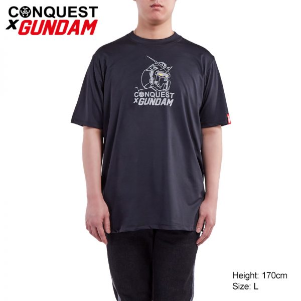 Conquest T Shirt BLACK CONQUEST X GUNDAM MEN THE RX-78-2 GUNDAM HEAD OUTLINE TEE