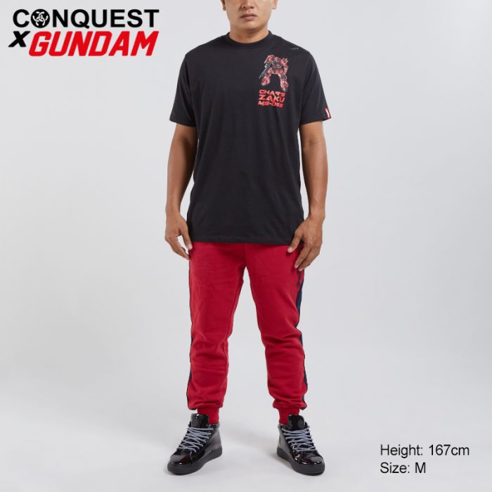 Conquest T Shirt CONQUEST X GUNDAM MEN CHAR’S RED ZAKU MS-06S GRAPHIC TEE FRONT VIEW