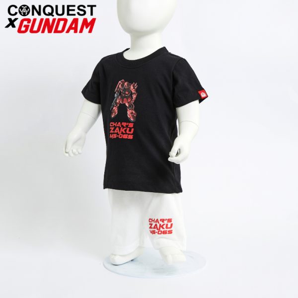 Baby T Shirt CONQUEST X GUNDAM BABY CHAR’S ZAKU MS-06S GRAPHIC SHORT SLEEVE TEE SET In Black Side View