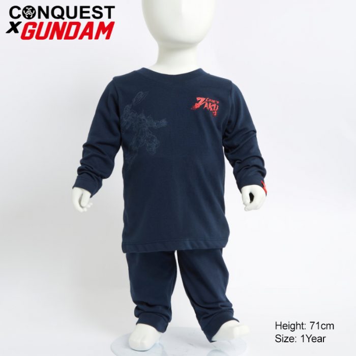 Baby T Shirt CONQUEST X GUNDAM BABY CHAR’S ZAKU LONG SLEEVE PAJAMAS SET In Navy Front View